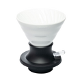 The Pull & Pour Shop Hario Switch 02 ceramic immersion coffee dripper with white ribbed cone and black base switch.