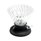 The Pull & Pour Shop Hario Switch 02 glass immersion coffee dripper with black silicone base and shut-off valve.