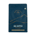 The Pull & Pour Shop Wonderstate Coffee Organic Big Dipper dark roast coffee bag in deep blue with gold mountain art