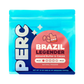 The Pull & Pour Shop Brazil Legender naturally processed coffee bag in bright blue packaging with red label details.