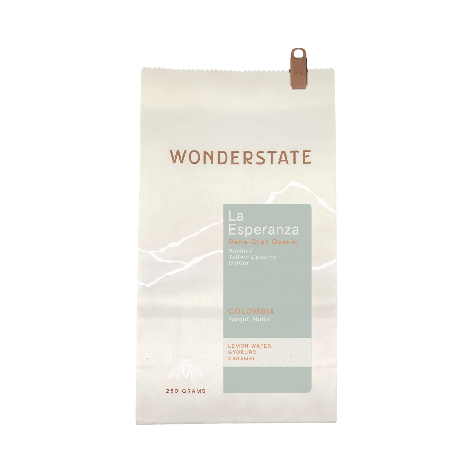 The Pull & Pour Shop Wonderstate Coffee Colombia La Esperanza single-origin coffee bag with light green label