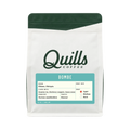 The Pull & Pour Shop Ethiopia Bombe coffee bag with white packaging, green top, and light roast label details.