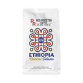 The Pull & Pour Shop Decaf Ethiopia Sidamo Natural coffee bag with white packaging and colorful geometric design