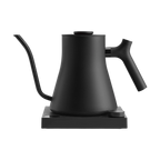 The Pull & Pour Shop Fellow Stagg EKG Pro matte black electric pour-over kettle with gooseneck spout and base.