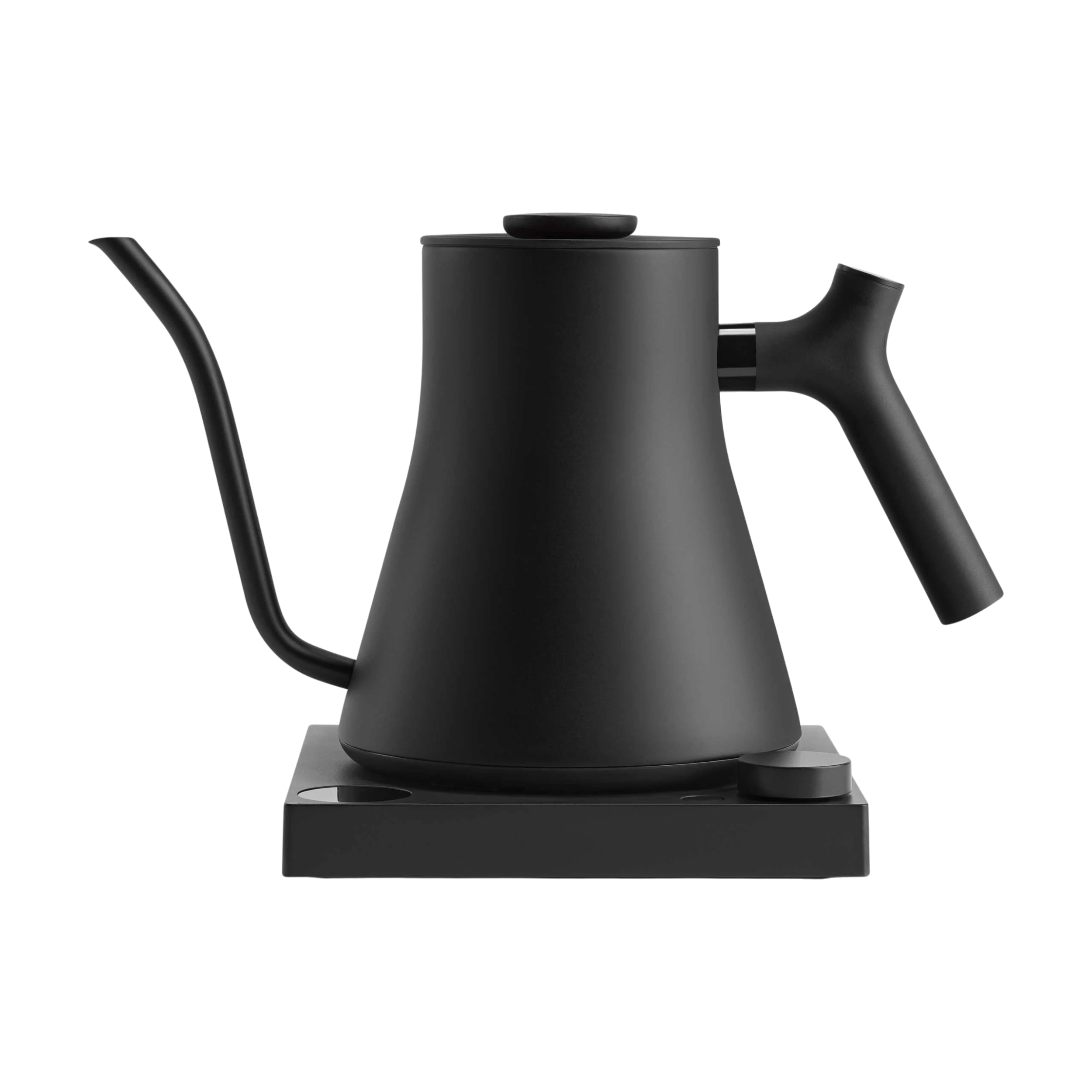 The Pull & Pour Shop Fellow Stagg EKG Pro matte black electric pour-over kettle with gooseneck spout and base.