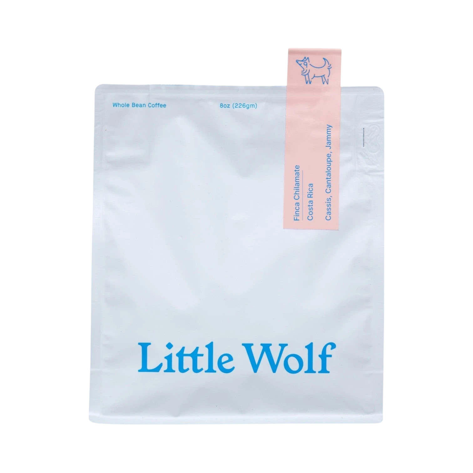 The Pull & Pour Shop Finca Chilamate Parainema coffee bag in white with a pink label and blue text.