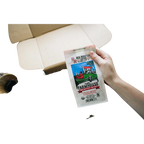 The Pull & Pour Shop hand holding a bag of Red Rooster Coffee Organic Floyd Farmhouse Breakfast Blend over a box