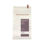 The Pull & Pour Shop Wonderstate Coffee Kenya Gatura AA bag with white and purple label detailing tasting notes