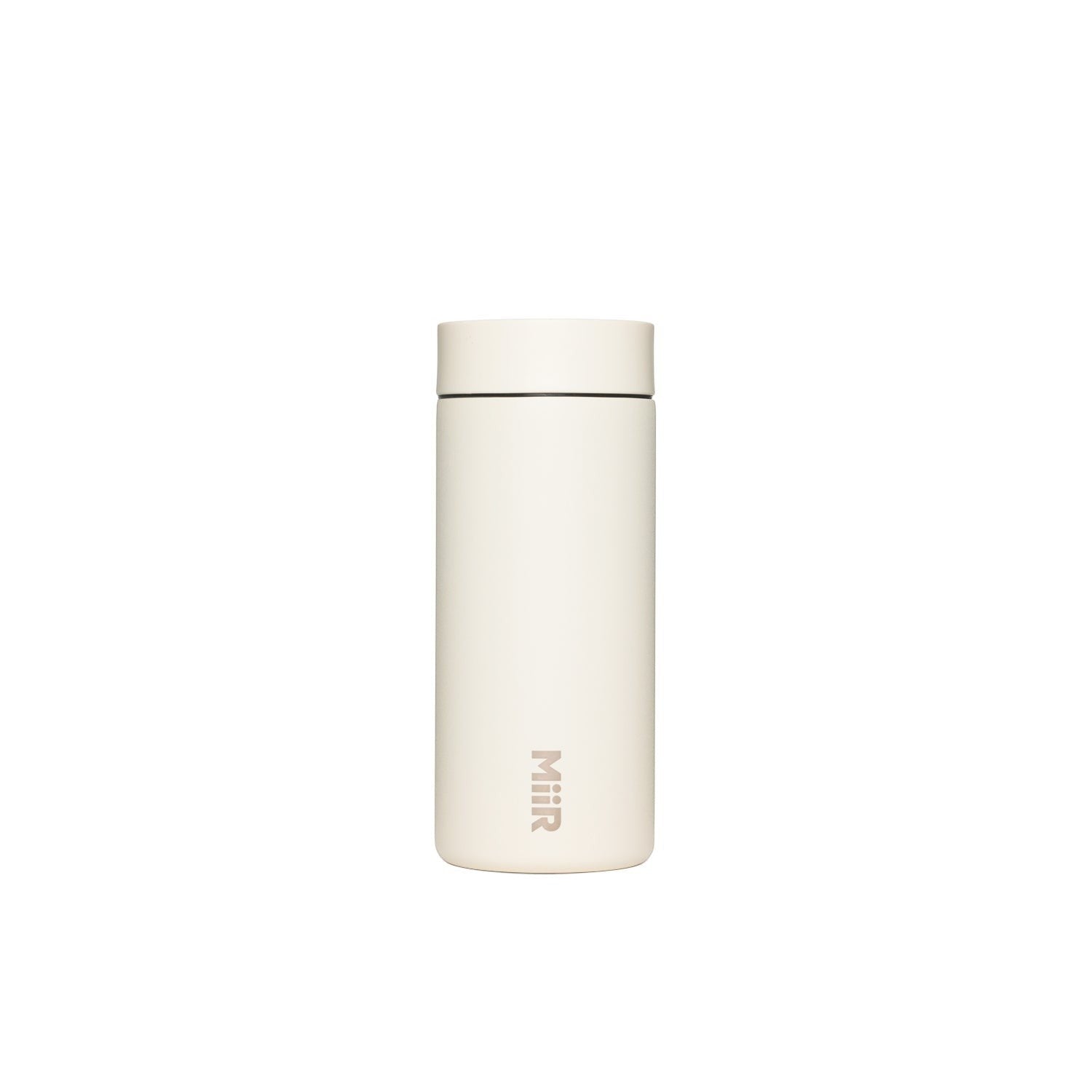 The Pull & Pour Shop MiiR 360 Traveler insulated travel tumbler in Feather Gray with a leakproof 360-degree lid.