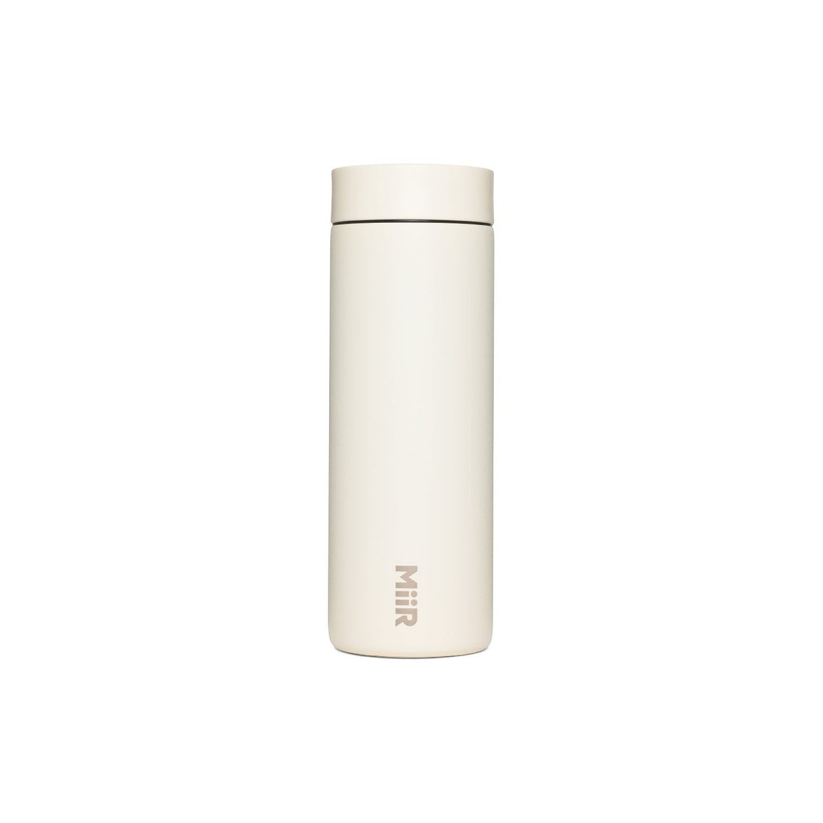 The Pull & Pour Shop MiiR 360 Traveler insulated tumbler in feather gray with a leakproof 360-degree lid.
