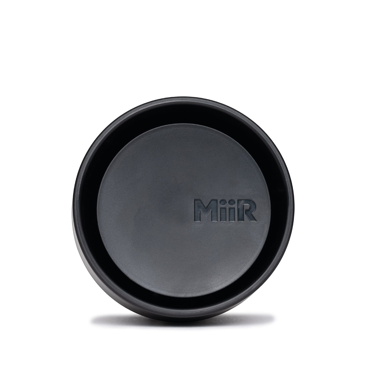 The Pull & Pour Shop MiiR 360 Traveler black leakproof lid with center button for 360-degree sipping