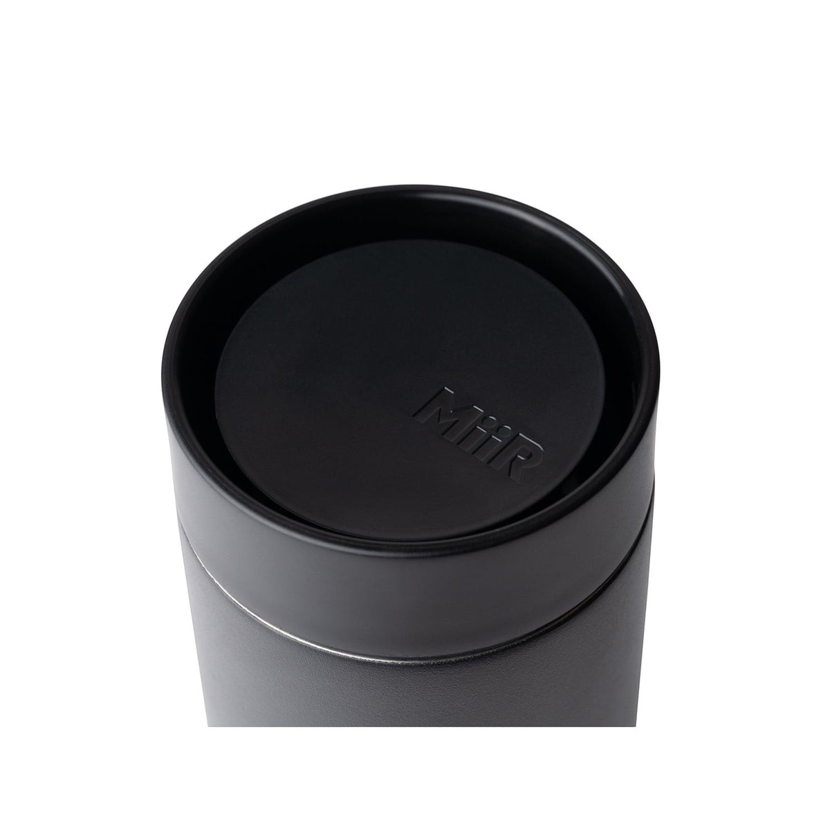 The Pull & Pour Shop MiiR 360 Traveler insulated tumbler lid with black leakproof push-button mechanism