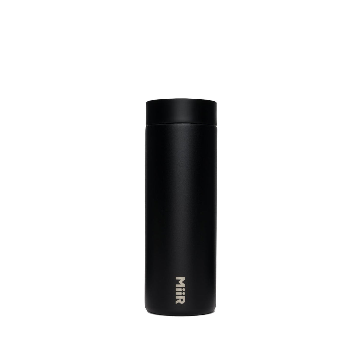 The Pull & Pour Shop MiiR 360 Traveler insulated black travel tumbler with a leakproof 360-degree lid.