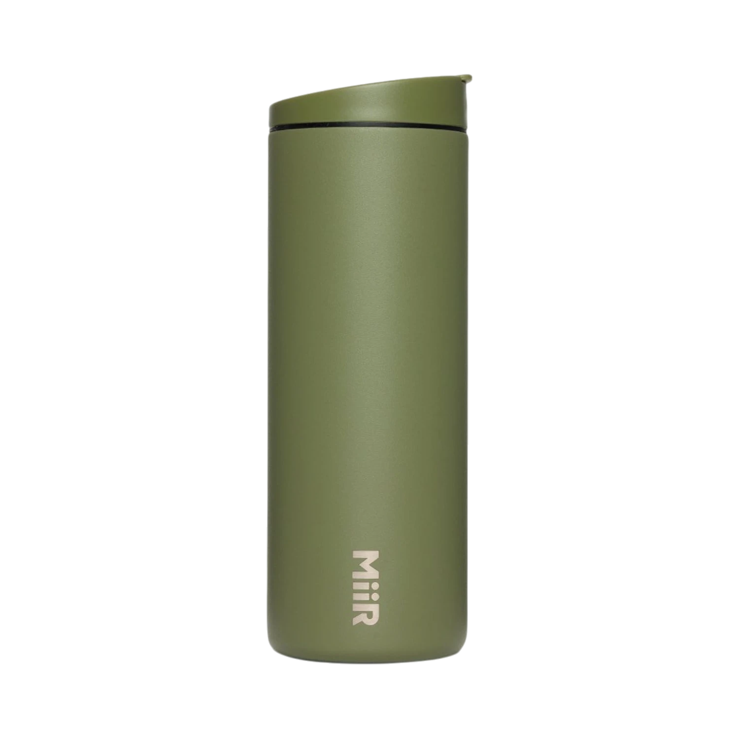 The Pull & Pour Shop MiiR Flip Traveler olive green insulated stainless steel travel tumbler with leakproof lid