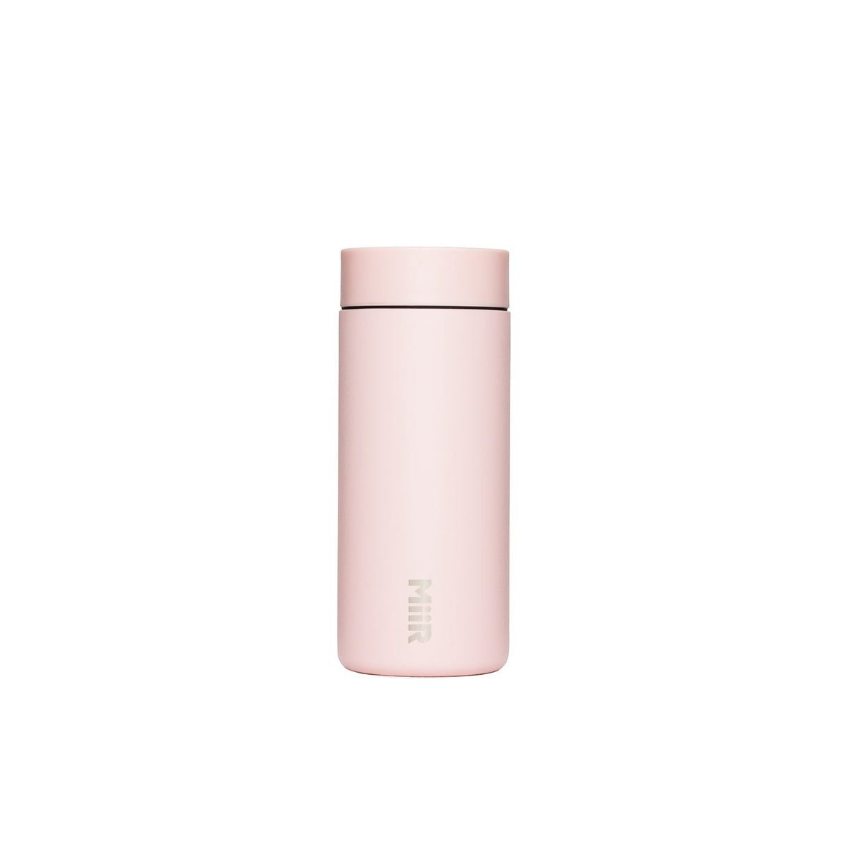 The Pull & Pour Shop MiiR 360 Traveler insulated tumbler in light pink with a leakproof 360-degree lid.