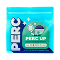 The Pull & Pour Shop PERC UP coffee bag in bright blue with a playful tennis-themed graphic and balanced roast label.