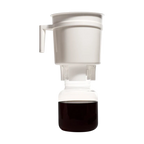 The Pull & Pour Shop Toddy Home Cold Brew System with white brewing container and glass decanter of coffee concentrate