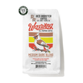 The Pull & Pour Shop Waxwing All-Purpose Blend coffee bag featuring a waxwing bird illustration on a white pouch.